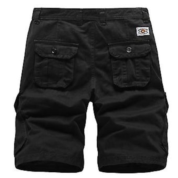 Mænds Cargo Shorts Sommer Udendørs Vandreture Multi-lomme Arbejde Utility Bukser-r (32 Sort)