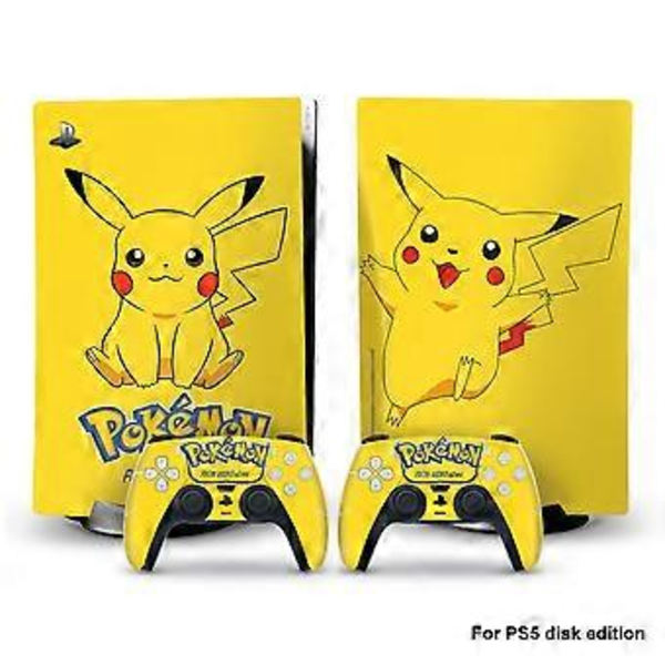 Playstation 5 Pikachu Anime Pokmon Ps5 Tarra- ja Ohjain Tarrasetti, naarmuuntumaton (Levy)