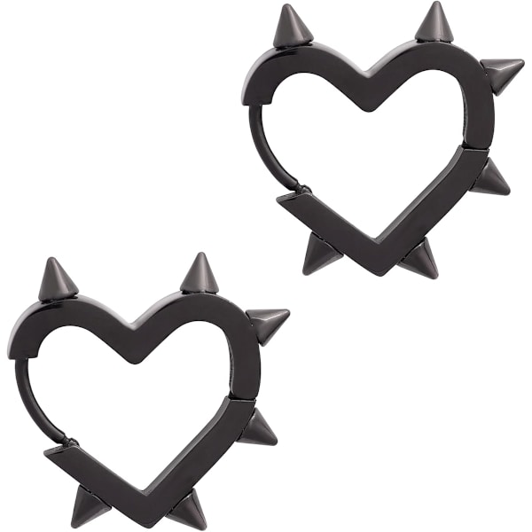Sorte pigøjne med hjerte, Huggie Hoop øreringe, gotiske øreringe, punk øreringe, emo grunge øreringe, Y2k øreringe, Chr