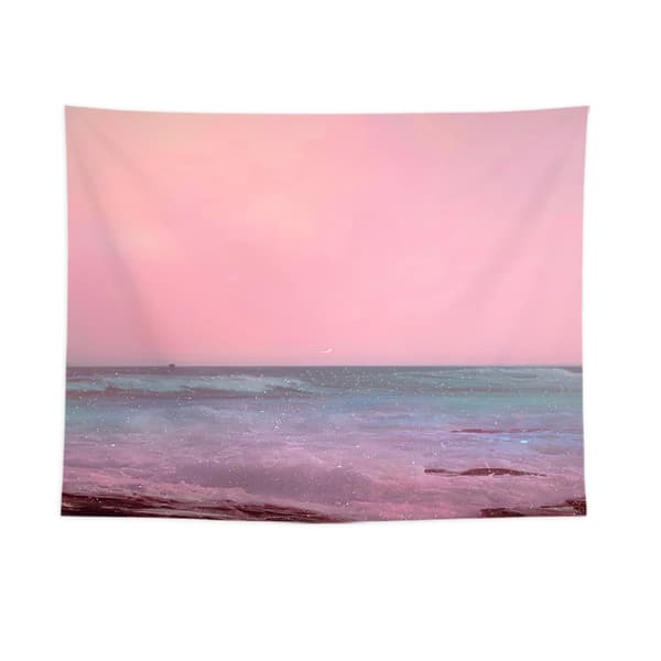 Rosa havteppe Strandteppe Rosa hav himmel måne tepper