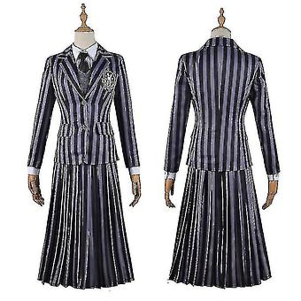 Naisten Addams Family -mekko Halloween-juhliin Cosplay-asu V (2XL lyhythihainen mekko)