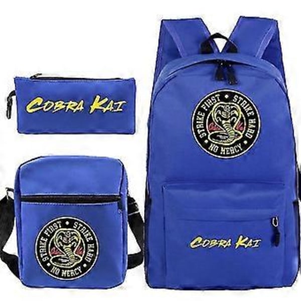 3-pack Cobra Kai Ryggsäckar för Barn Skolväska Casual Ryggsäckar Tryck Ryggsäck för Tonåringar Flickor Pojkar Reseväska (27)