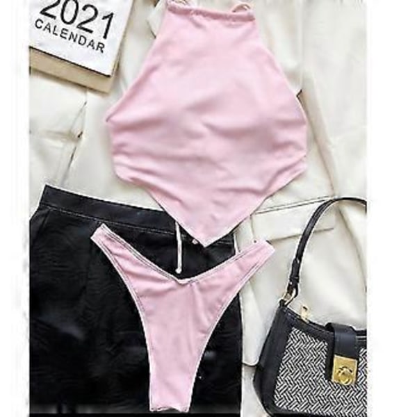 Dam Badkläder Baddräkt Högmidjad Baddräkt Tvådelad Baddräkt Bikini Set Bikini Fiis Flerfärgad Valfritt (M ROSA)
