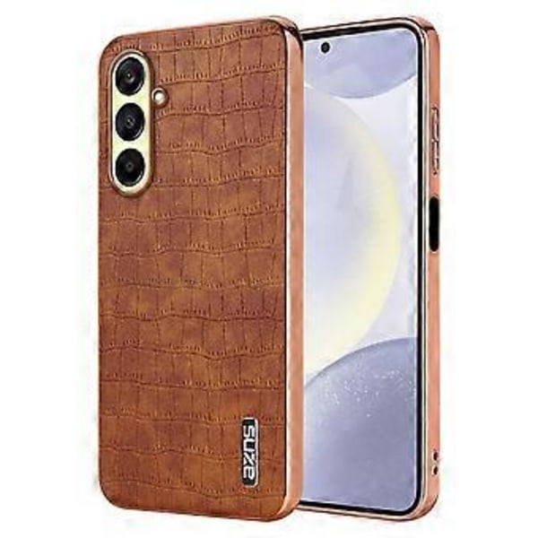 AZNS Til Samsung Galaxy A26 5G Etui Elektroplettering Krokodille Tekstur PU+TPU Telefon Cover - Brun (Brun)