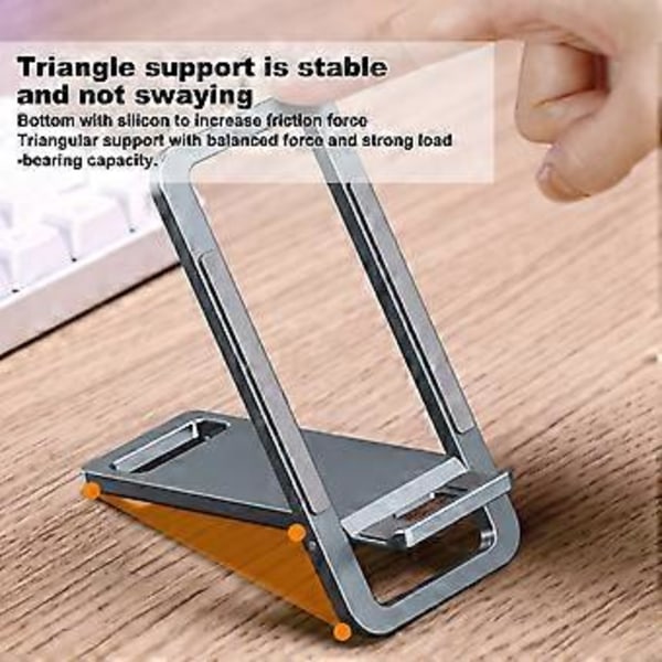 Bordholder egnet til tablet og telefon, multifunktionel foldbar bærbar ultratynd holder (grå)