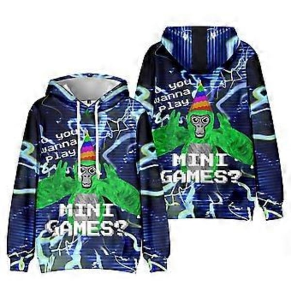Ny Gorilla Tag 3D-tryckt Hoodie för Pojkar Barn Casual Baggy Huvtröja Pullover Topp Jumper Gamer Present (8-9 År B)