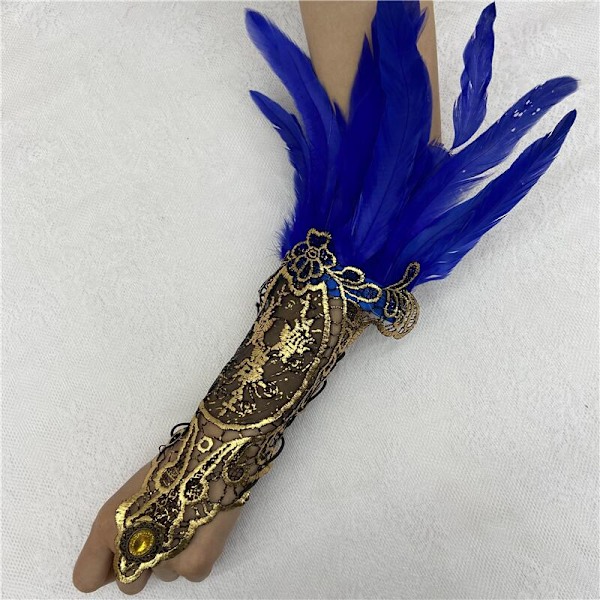 Holy Feast Feather Bracelet Gothic Feather Gloves Hollowed Out Gold Lace Lace Arm Sleeves