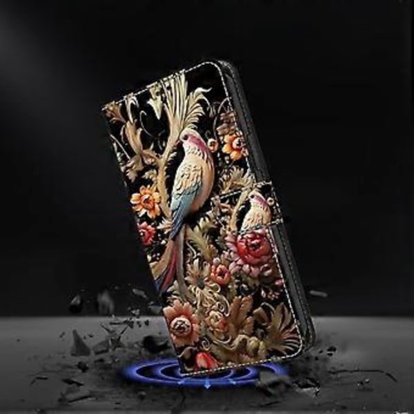 Til iPhone 16 Pro Max Cover PU Læder Wallet Flip Cover med Støttefunktion (Style D)