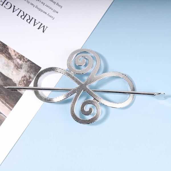 Boho Viking Celtic Knot -hiustikku, hiusneula, vintage infinity -hiusliuku, hiuspidike, hopeiset hiustikut, metalliset pitkät nutturanpidikkeet