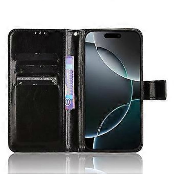 För iPhone 16 Pro Max Skal Crazy Horse Textur PU Läder Plånboksfodral (Stil A)