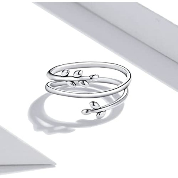 Silver enkel multi-lager blad justerbar ring lyckliga blad statement ring för kvinnor löfte ring mode smycken