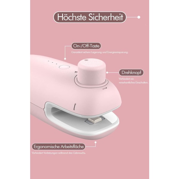 Rose 2-i-1 Mini-forsegler med kutter for plastposer - P