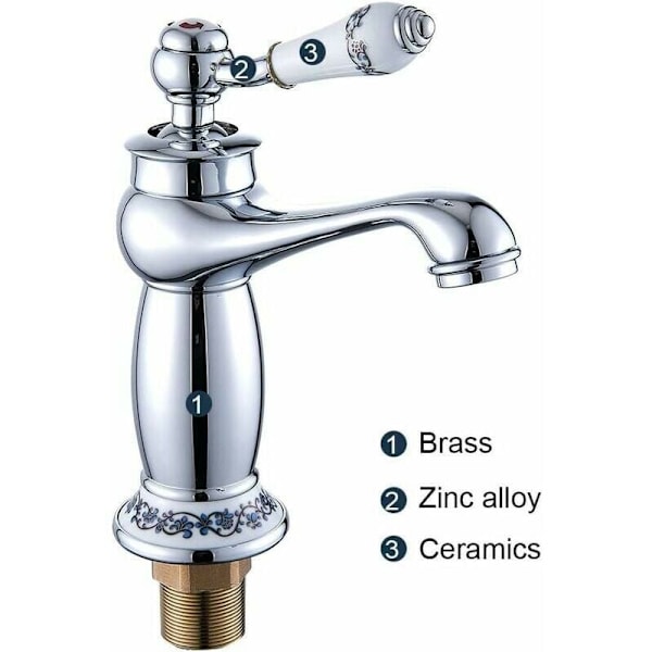 Bassin Hane Messing Keramisk Sort og Hvid Porcelæn Lang Hals Re