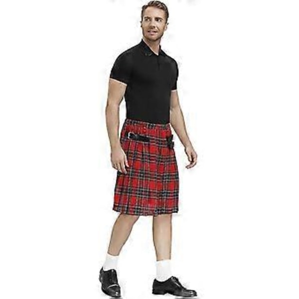 Irländsk Pläd Grön Kilt - Skotsk St Patrick's Grön Plisserad Kostym Tartan Kjol Kilt Kläder För Män Och Kvinnor (L röd)