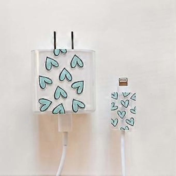Rosa kärlekshjärta silikon mjuk dammtät bit sladd linje usb-kabel laddningshuvud lindare fodral skydd för apple iphone 18/20W (Stil 3)