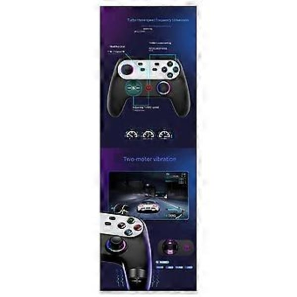 Trådlös handkontroll med programmeringsfunktion för Switch Pro, RGB-ljus, trådlös Bluetooth (Vit)