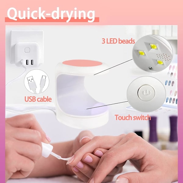 Mini LED UV-lampe for negler, mini UV-lampe for gel, negletørker, Po