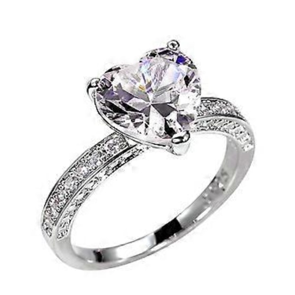 Ny vigselring inlagd med hjärtformad diamant zirkonring för kvinnors förlovningssmycken