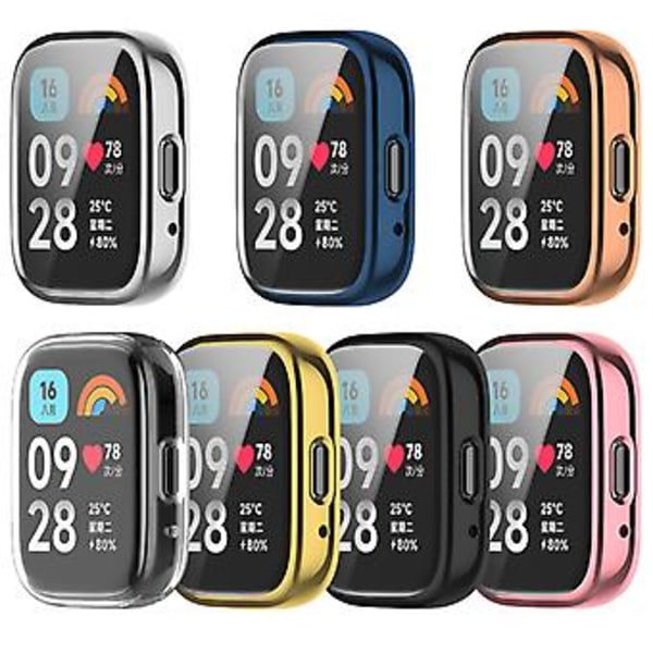 Skyddande Bumper Case Sleeve Ram för RedmiWatch 3 Lite Repskydd (Pläterad svart)