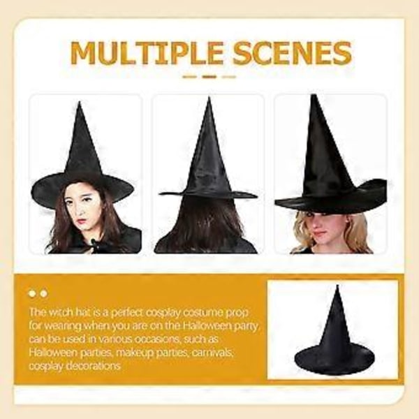 6 stk Halloween Heksehat Tryllehat Party Cosplay Rekvisitter Klæd Dig Ud Kostume Tilbehør