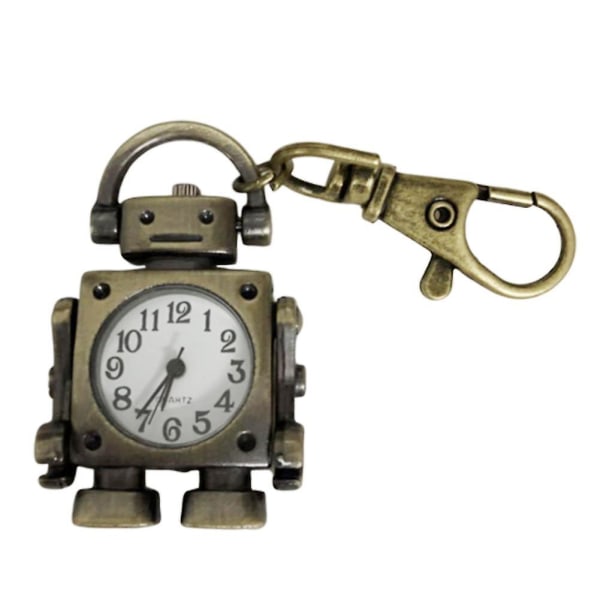 Merryso Vintage Robot Shape Keyring/Chain Round Dial Quartz Pocket Watch Pendant Decor key chain style