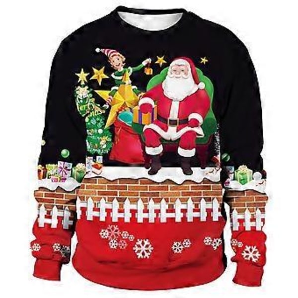 Jultryckta Partröjor för Kvinnor och Män Långärmad Pullover Jumper Julparty Nyhet Toppar Semesterpresent (L B)