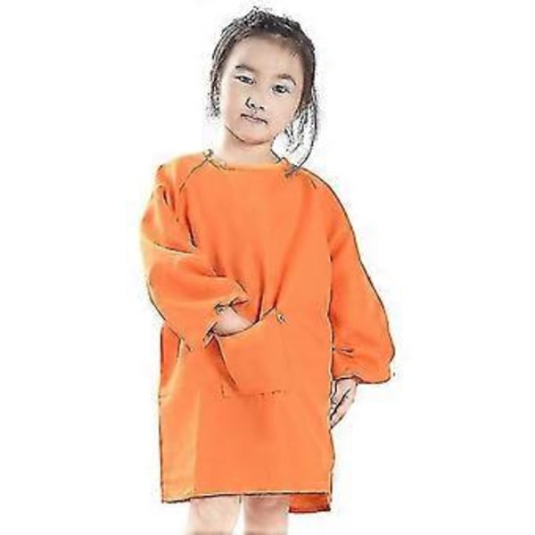 1 st Långärmad Förkläde Målarkappa Skyddande Ritrock Konstförkläde Klädskydd För Barn/bl(XL(140-155cm) orange)