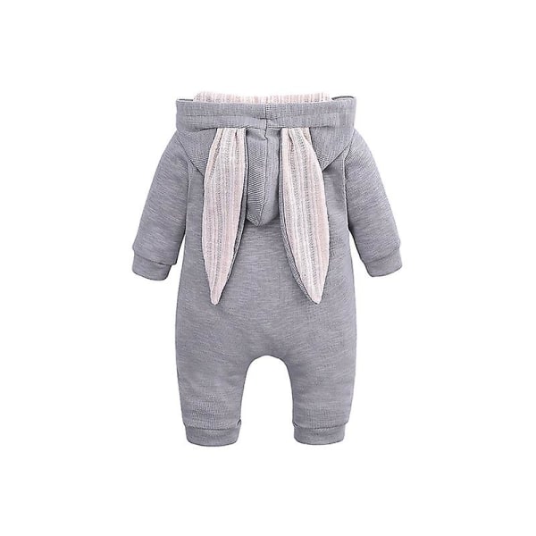 Baby Big Ears Rabbit One Piece Hooded Zipper, Creeping Clothes Cotton blue 66