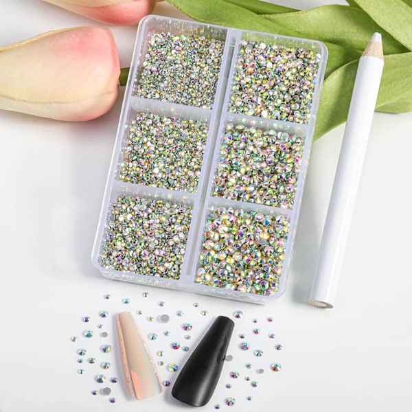 AB-bor sæt med 7200 flade bag cirkulære rhinestones til håndværker