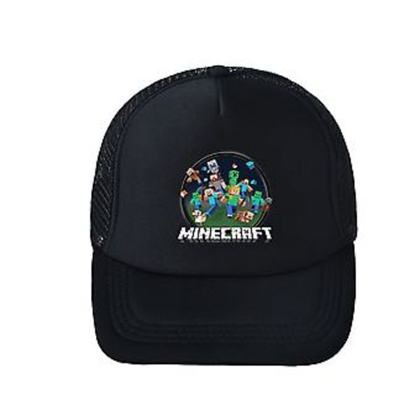 Lasten Minecraft-painatus Säädettävä Snapback Baseball-lippis Hengittävä Kesäurheilun Verkkopyöreähattu Peli pelaaja Luova lahja (B)