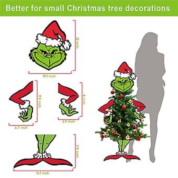 4-pack Julgransprydnad Grinch Huvud Ben Hand Fest Dekorationer ( )