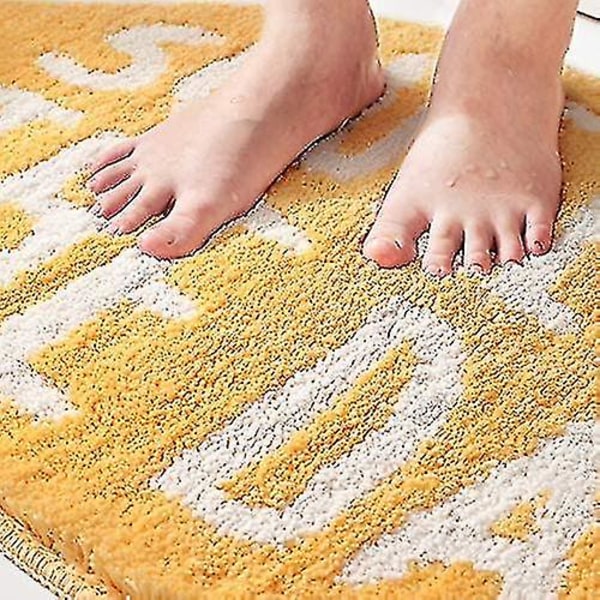 Fancy Soft Yellow Lemon Shape Bath Rug For Kids Fruit Pattern Non Slip Bathroom Carpet Rugs Absorbent Bath Mat P