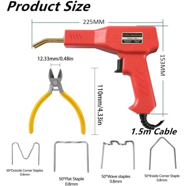 Muovisten hitsauskone, korjaushitsauspistooli, 200 kpl 50 W kuuma niitti