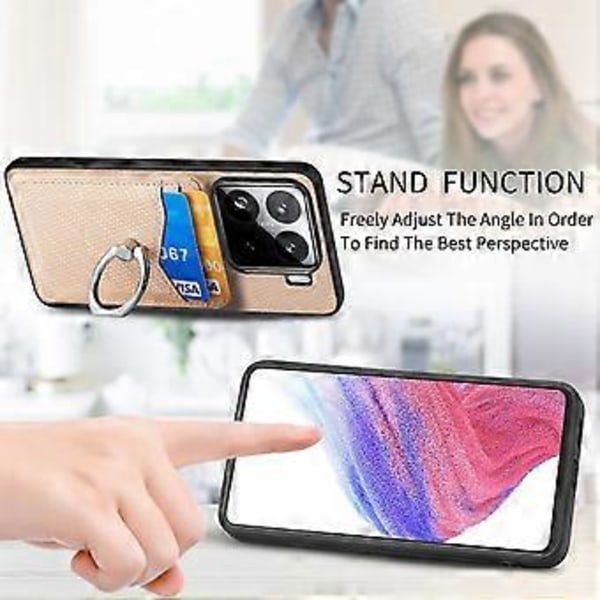Xiaomi 15 -puhelimen kuori korttipaikoilla, sormipidikkeellä ja jalustalla (Tyyli B)