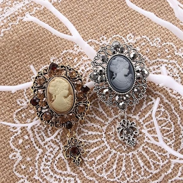 Rintaneula 2 kpl Vintage Cameo Rintaneula Naiset Kristalliriipus Rintaneulat Seostimantti Rintaneula Kukka Rintaneula Muoti Korut Vaatteet Tarvikkeet
