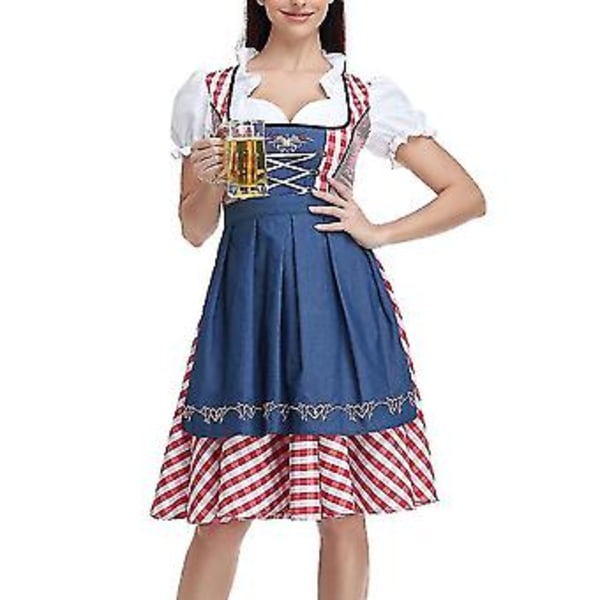 Uusi naisten saksalainen Oktoberfest-asu, perinteinen baijerilainen olut-Fraulein-karnevaali-palvelijan mekkoasu (M Punainen)