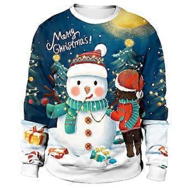 Jultryckta Partröjor för Kvinnor och Män Långärmad Pullover Jumper Julparty Nyhet Toppar Semesterpresent (XL E)