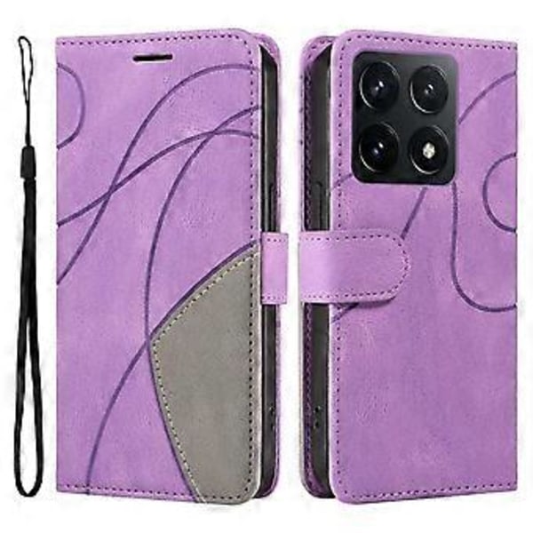 KT Läderserie-1 För Xiaomi 14T Läderfodral Färgskarvning Telefonskal Plånboksställ (Stil E)