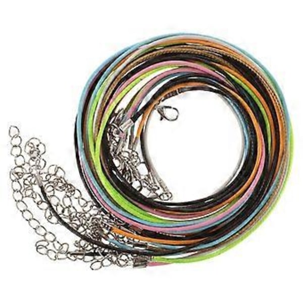 10 stk 60 cm Par-Halskjede Menn Kvinner 1,5 mm Smykkeproduksjon Perling Håndverk Vokset Bomullsledning Tau med Spenne (Assortert Farge)