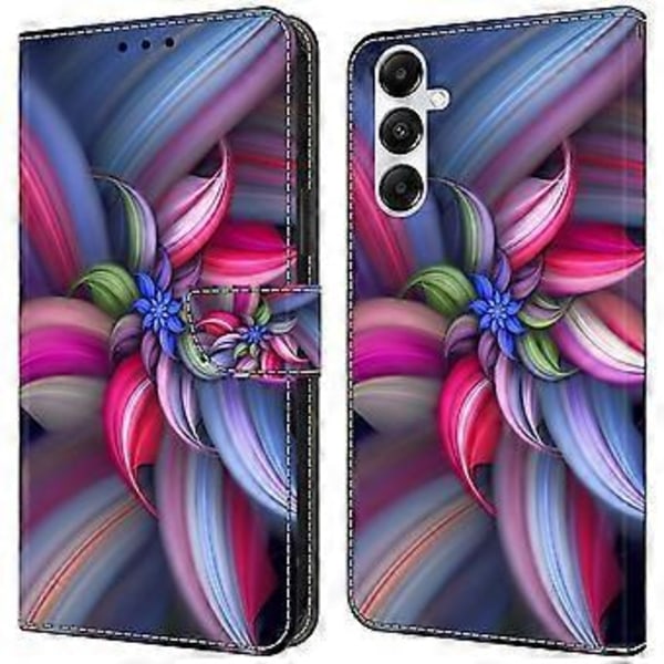 Magnetiskt fodral för Samsung Galaxy A35 5G med 3D-mönstertryck i läder (Färgglada blommor)