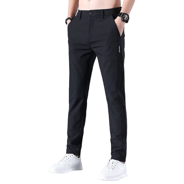Men's Golf Trousers Quick Drying Long Comfortable Leisure Trousers With Pockets Black XL
