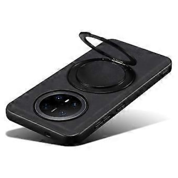 DENIOR A14 Huawei Mate 70 Pro/Mate 70 Pro+ Magneettikotelo Pyörivällä Jalustalla Nahkainen PC Puhelinkuori (Musta)