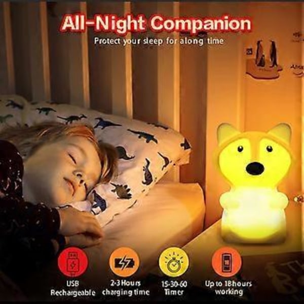 Nattlampa för barnrum, babylampa, flerfärgad nattlampa, barnnattlampa, LED-nattlampa, 9 färger, babynattlampa, silikonnattlampa (Fjärrkontroll