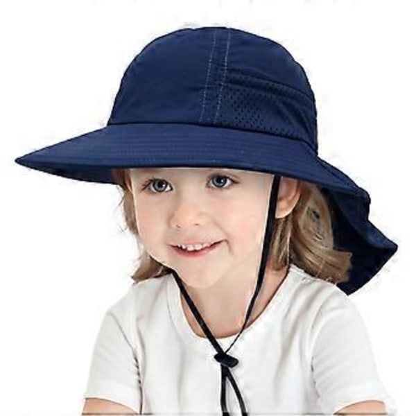 Taaperon Hattu Hengittävä Auringonhattu Unisex Vauvan Hattu Kesämatka Ranta Hattu Säädettävissä Lapsen Hattu 2-6 Vuoden Ikäisille Lapsille (Tummansininen)