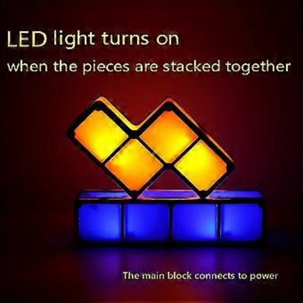 Firkantet LED Nattlampe, 7 Farger/STK 3D Puslespill Nattlampe, Induksjon Sammenkoblingsbar Bordlampe, DIY Tangram Lysblokker Puslespill Lampe (EU Plugg)