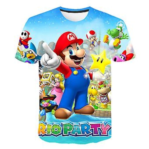 Super Mario Barn- och Flickor 3D-Tryckt T-shirt Sommar Toppar Spelare Fans Present För 4-8 år (4-5 År C)