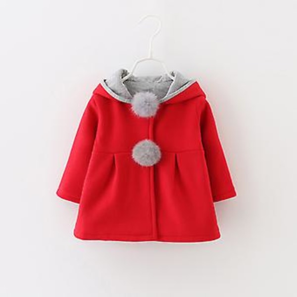 Toddler Baby Flicka Kaninöron Huva Jacka Hoodie Fluffig Ytterplagg (1-2 År)