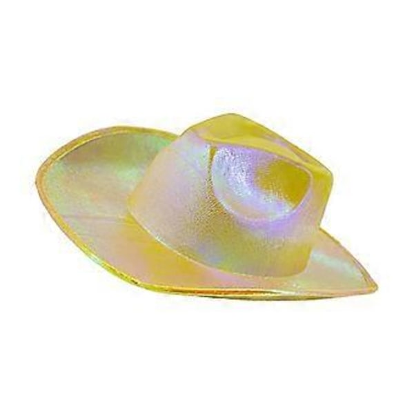 Cowboy-juhlahattu Kiiltävät Hauskat Hatut Cowgirl-hattu Rave-lippikset Karnevaaliin Disko Valkoinen (Keltainen)