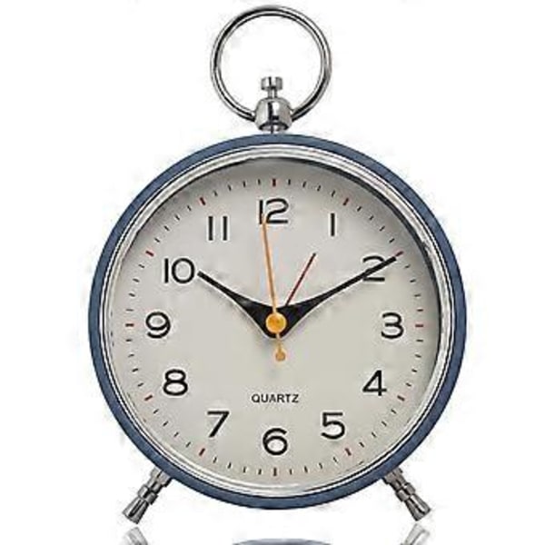 Analog väckarklocka för sovrum Tystgående med nattlampa Snooze 4,3'' rund retro väckarklocka