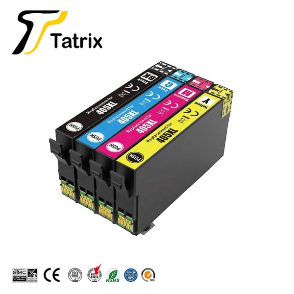 Tatrix For Epson 405xl C13t05h14010 Premium Color Compatible Printer Ink Cartridge For Epson Workforce Pro Wf-3820dwf/wf-3825dwf 2pcs Black